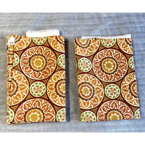 Berkshire Home Orange Yellow Brown Green Indoor/Outdoor 54" Fabric 3 Yards READ - Picture 2 of 9